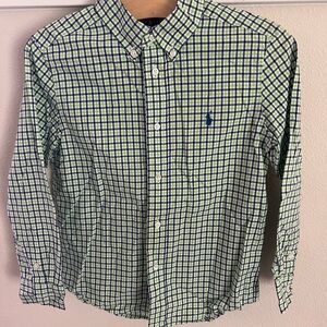 Ralph Lauren Boys Long Sleeve Blue and Green Checkered Shirt